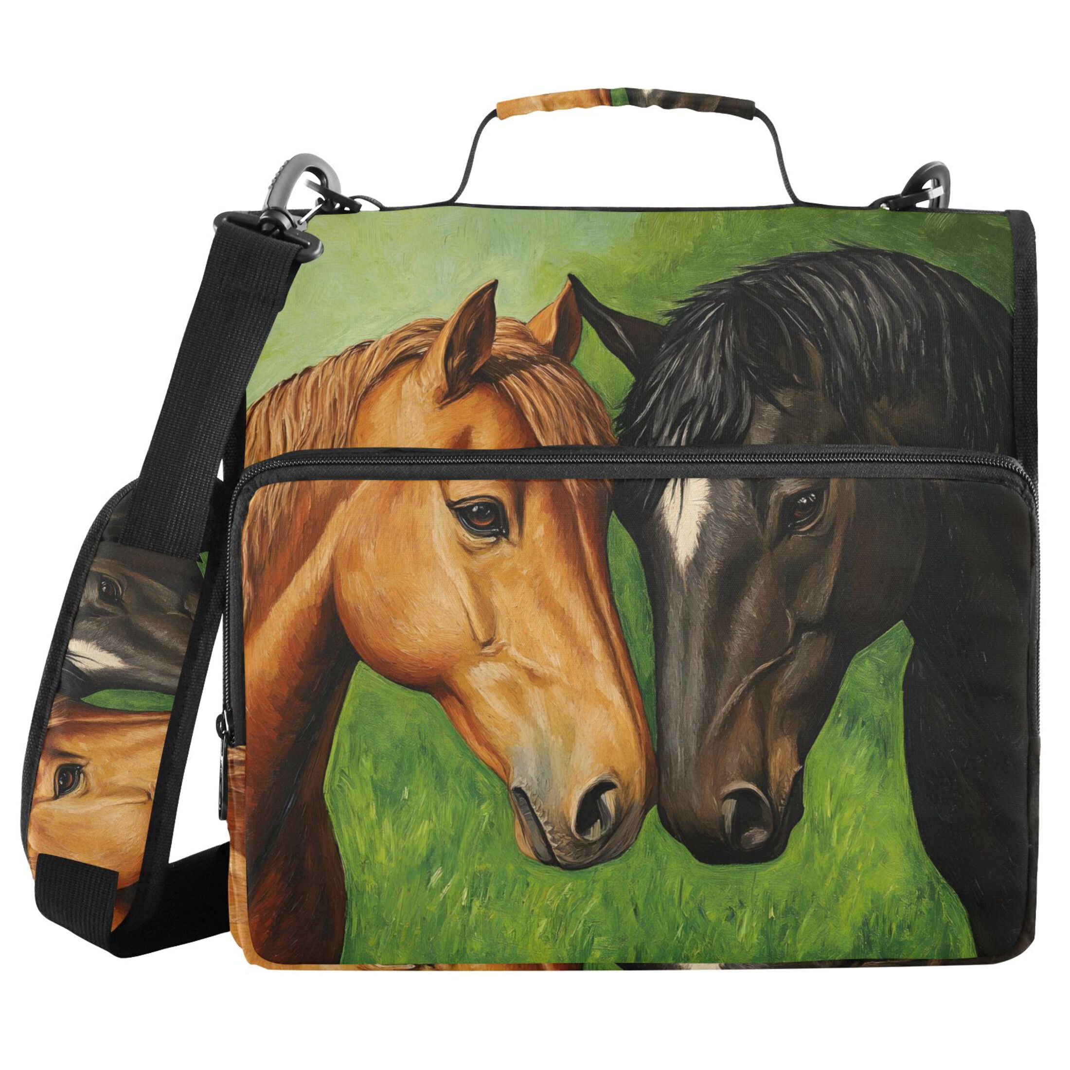 ALAZA Zipper Binder Bag Horses 3 Ring File Folder Binder Organizer Bag