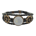 thumbnail image 1 of La meditación trae Buda Sabio quote Pulsera marina tejida en cuero, 1 of 4
