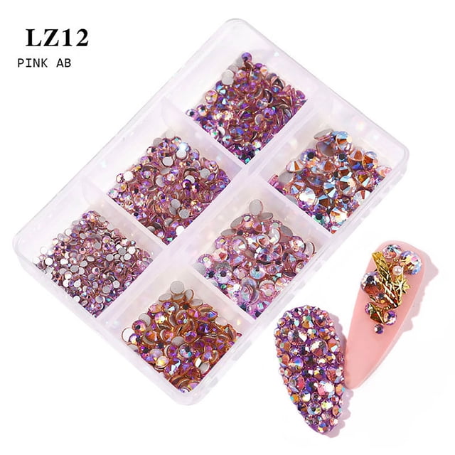 FcBaudy Press on Nails, False nail, Gifts for Women New Champagne 6 Nail Jewelry With Diamond Nail Nail Flat Mixed Color Point drill