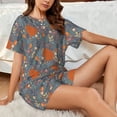 thumbnail image 5 of Yiaed Floral Squirrel Print Short Sleeve Pajama Sets for Women Casual Crew Neck 2 Piece Lounge Sets Women's Short-Sleeved Pajama-XX-Large, 5 of 5