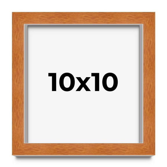 10x10 Shadow Box Frame Brown | 0.875 Inches Deep Real Wood Contemporary Shadowbox Display Frame |