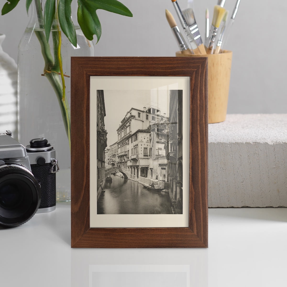 Vintage Views of Venice VI - Framed Print w/glass - Chestnut
