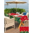 thumbnail image 4 of Outdoor Tablecloth with Umbrella Hole and Zipper, Christmas Tree Rectangle Table Cloth 52x70 Inch Waterproof Tablecloth, Winter Snowflakes Xmas Pine Tree Red Picnic Table Cover for Patio Camping, 4 of 7
