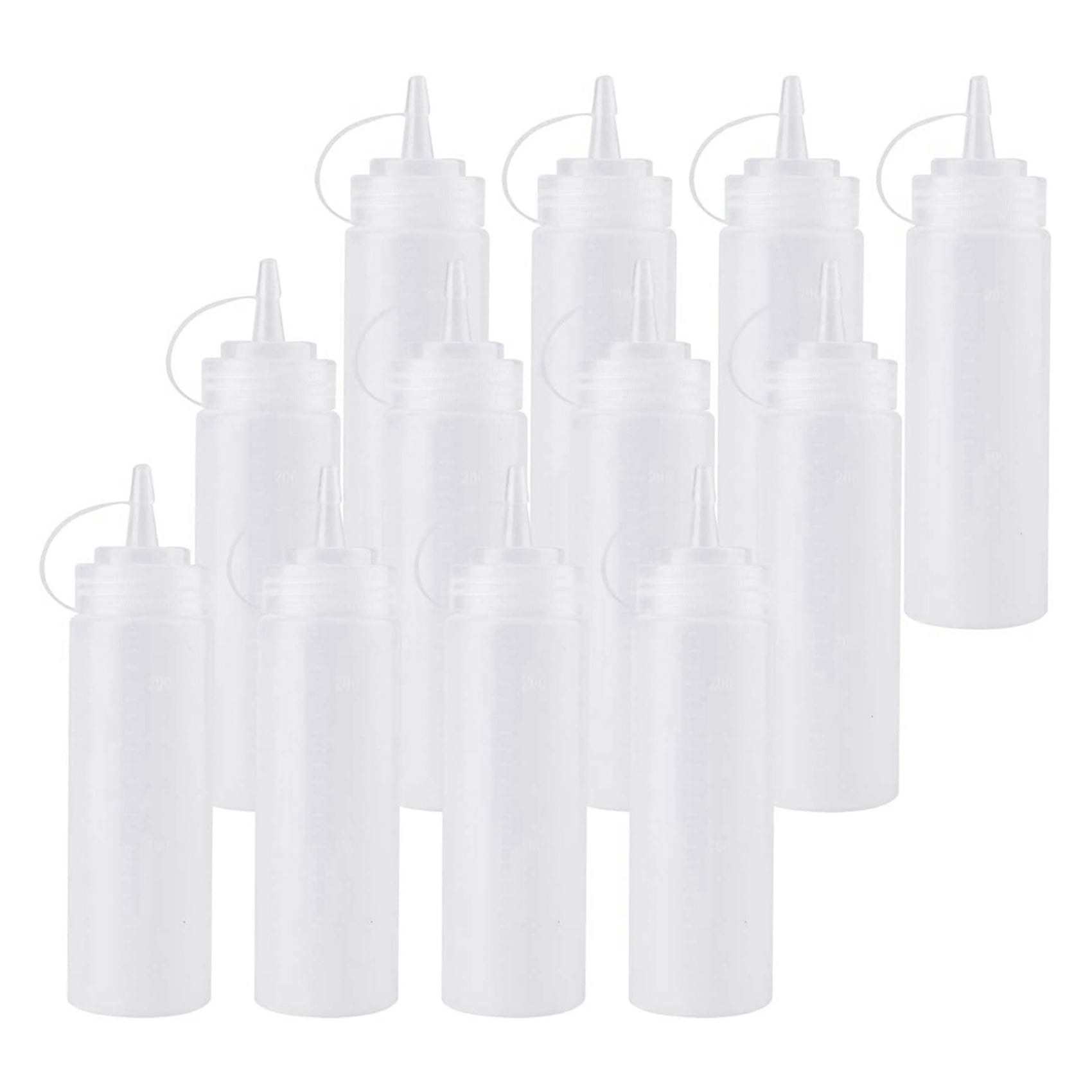 24 Pack 8 Oz Squeeze Squirt Condiment Bottles with Twist on Cap Lids for Sauce, Ketchup, BBQ, Dressing, Paint