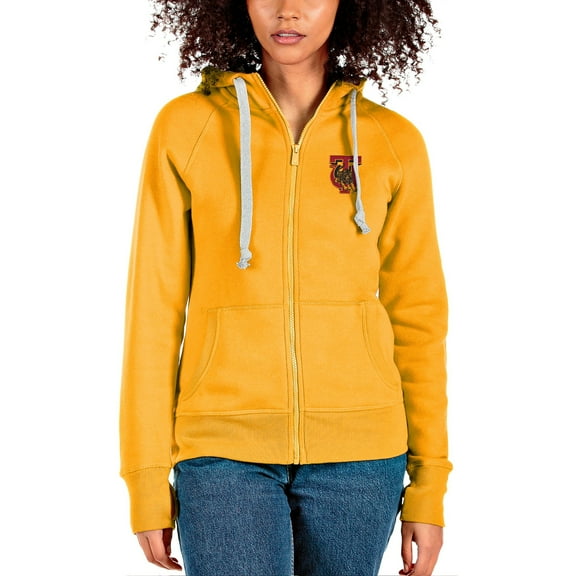 Women's Antigua Gold Tuskegee Golden Tigers Victory Full-Zip Hoodie