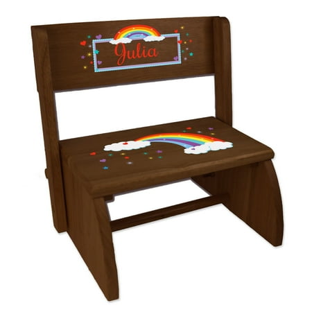 Personalized Rainbow Child's Espresso Flip Stool