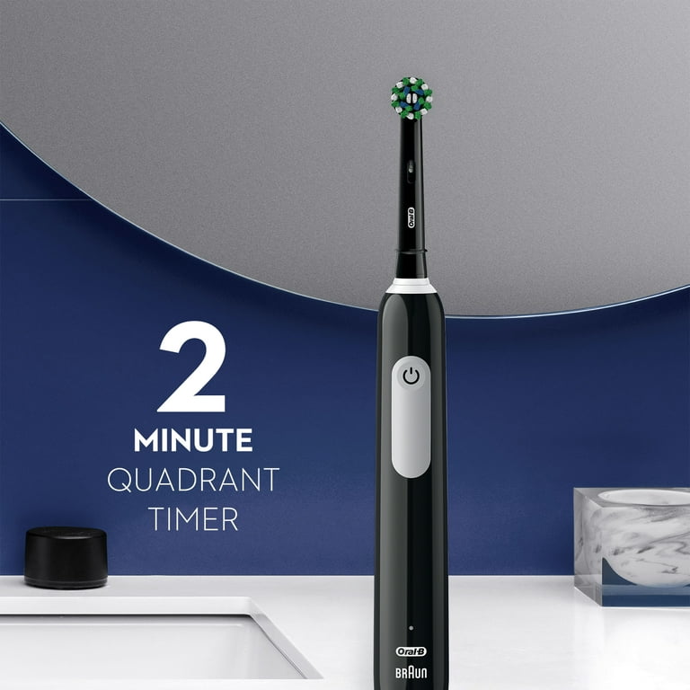 Oral-B Pro 1000 CrossAction Electric Toothbrush, Powered by Braun, Black  and White, Pack of 2