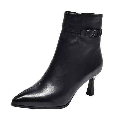 

fvwitlyh Ankle Boots for Women Leather Boots Women Madden Fashion Women Artificial Leather Solid Color Winter Keep Warm Plush Women Moccasins Boots