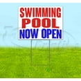 thumbnail image 1 of Swimming Pool Now Open (18" x 24") Yard Sign, Includes Metal Step Stake, 1 of 6