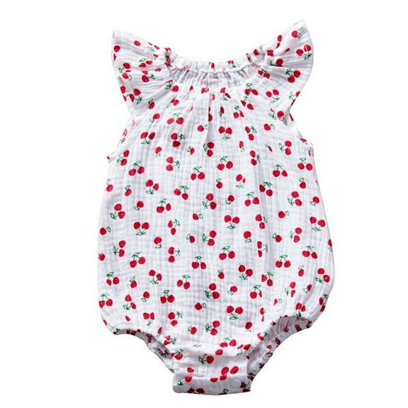 Baby Girls Daisy Playsuits Ruffled Bodysuit Fly Sleeve Jumpsuit Infant Summer Clothes