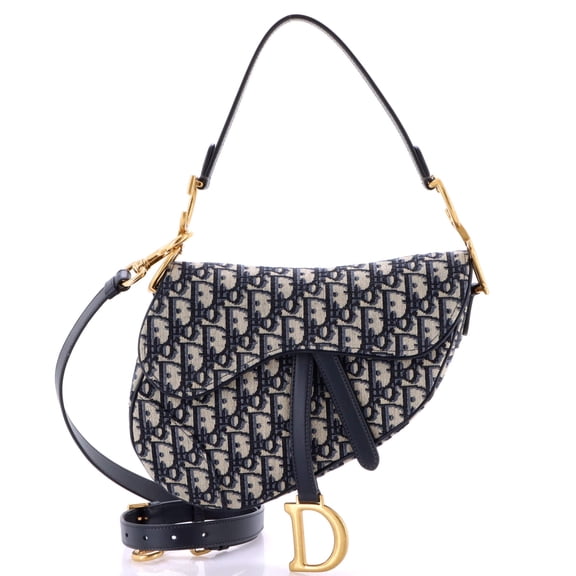 Pre-Owned Saddle Handbag with Strap Oblique Canvas Medium By Rebag