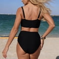 thumbnail image 5 of Duqingm Beach Vacation Clothes for Women Women's High Waisted Bikini Deep V Neck Two Piece Swimsuit Tummy Control Bathing Suits Black,M, 5 of 5