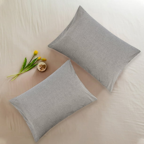 ORGANICTUNE Washed Cotton Pillowcases, Soft and Shrink Resistant