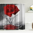 thumbnail image 4 of Art Red Roses Bathroom Set with Shower Curtain and Rugs, Toilet Lid Cover, Bath Mat, Romantic Roses Shower Curtains for Bathroom Decor, Waterproof Fabric Bathroom Shower Curtain Sets with Hooks, 4 of 9