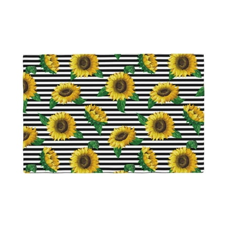 

Placemats Set of 4 / 6 sunflower black white striped Placemats for Dining Table Indoor/Outdoors Heat Resistant Washable Placemats 18 x 12