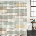 thumbnail image 3 of Beige Light Green Waterproof Fabric Shower Curtain, Farmhouse Wooden Striped Waterproof Fabric Shower Curtain for Bathroom Curtains Bathtubs Hotel Washable Shower Curtains with 12 Hooks Stall 48x72in, 3 of 8