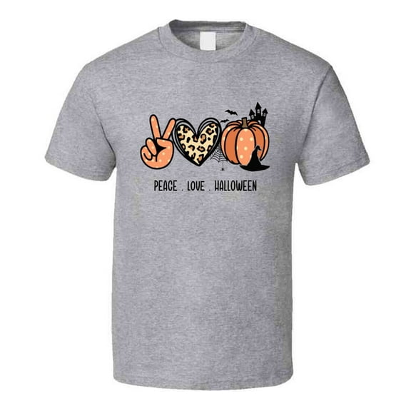 Cute Peace. Love. Halloween. Tee Cool Fall T-shirt Holiday Novelty T Shirt