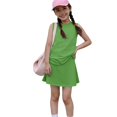 thumbnail image 5 of Grblisyd Girls Summer Outfits Solid Color Tennis Skirt Sets Sleeveless Tank Tops and Pleated Skirts 2 Piece Outfit Activewear Clothes 5-12 Years, 5 of 6
