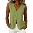 thumbnail image 2 of SwiftWear Women's Linen Blend Button Front Tank Top Vest V-Neck Sleeveless Overshirt with Pockets, Lightweight Summer Outerwear​, 2 of 7