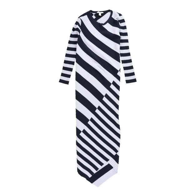 Vestido de suéter asimétrico bar III para mujer a rayas azul mediano