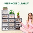 thumbnail image 4 of Plentio Shoe Boxes Clear Plastic Stackable, 12 Pack Shoe Storage, 13” x 9” x 5.5” Shoe Organizer for Closets, Easy to Assemble, Sturdy, Front Opening, Clear Shoe Containers(GY), 4 of 9