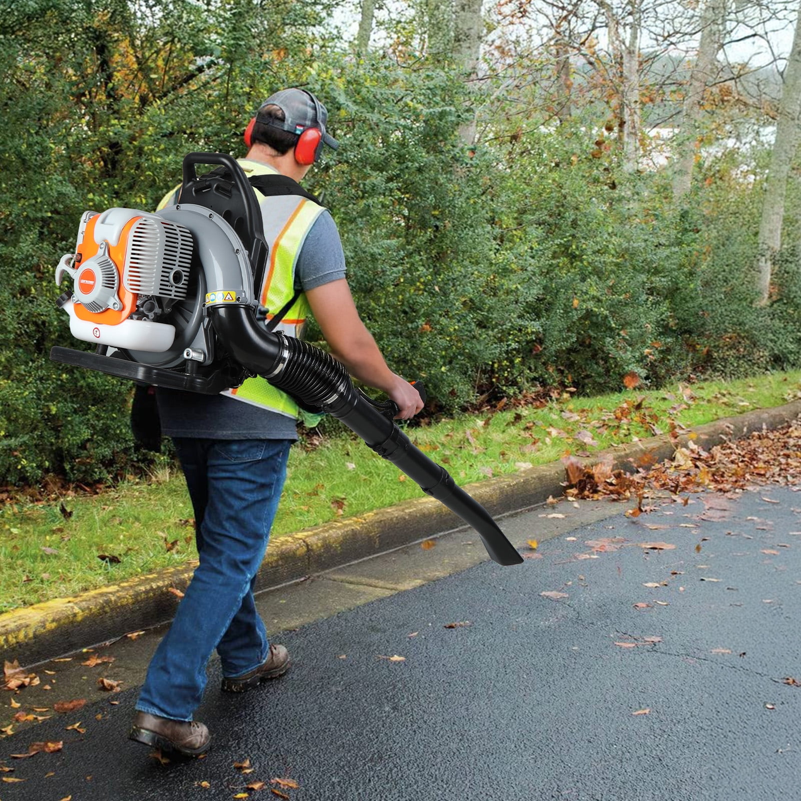 Trendix 76.5cc 4-Stroke Backpack Leaf Blower, Gas Powered Low Noise Blower for Yard, Large Fuel Tank & Quick Start, All-Season Lawn and Garden Cleanup