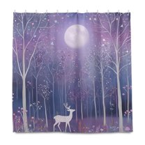 Yayeee Shower Curtain with Hooks 72"x72" Waterproof Fabric Bathroom Hanging Decor, Purple Forest