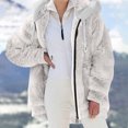 thumbnail image 2 of Gibobby Chamarra de invierno para mujer, Chaqueta de Forro Polar borroso de Invierno para Mujer con Capucha y Bloques de Color con Cremallera y Bolsillos(Blanco,M), 2 of 5