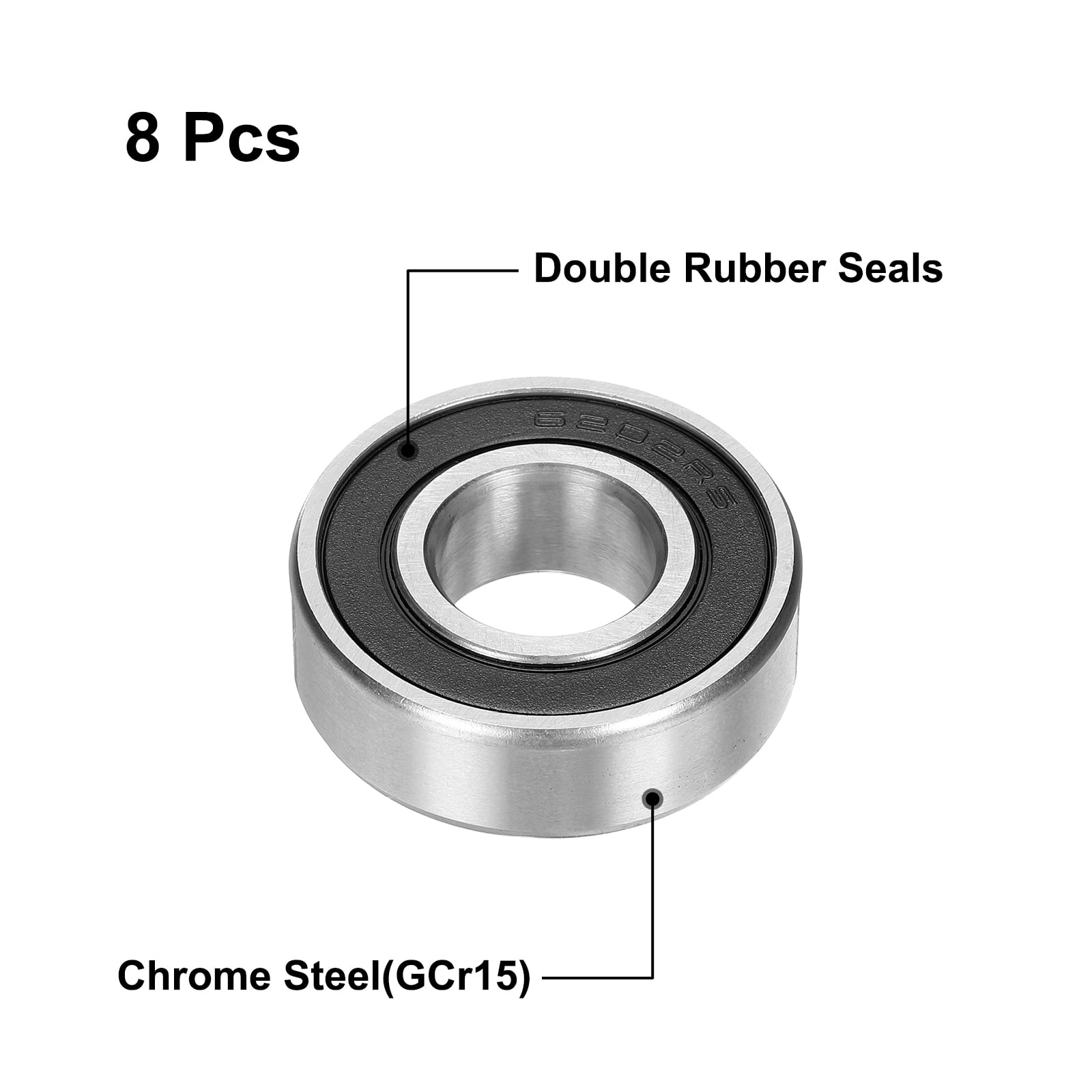 8pcs 6202-2RS Deep Groove Ball Bearings 15 x 35 x 11mm Chrome Steel Bearing Double Rubber Shielded Precision Bearings P6