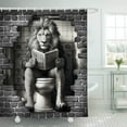 thumbnail image 3 of Funny Lion Bathroom Shower Curtain, Lions on Toilet Reading Newspaper Theme Bathroom Shower Curtain Set, Humor Animals Shower Curtain for Kids Adults Bathroom Decorations with Hooks, 36X72IN, 3 of 7