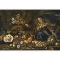 thumbnail image 3 of Bernhard Keil 18x14 Black Modern Framed Museum Art Print Titled - Still Life of Watermelons, Apples, Figs, Pomegranates, Flowers and Peaches, with a Young Girl Startled by a Monkey, 3 of 5