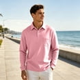 thumbnail image 5 of CCRFTGI Mens Polo Shirts Long Sleeve Casual Solid Stylish Designed Collared Golf Polo Shirts for Men Watermelon Red XL, 5 of 6