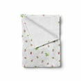 thumbnail image 2 of Strawberry Soft Flannel Fleece Throw Blanket, Simplistic Hand-Drawn Berries and Leaf on White Backdrop, Cozy Plush for Indoor and Outdoor Use, 50" x 60", Lime Green White, by Ambesonne, 2 of 6