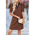 thumbnail image 5 of Women'S Summer Casual Striped V Neck Short Sleeve Flowy A Line Mini Dresses Coffee Nanny S, 5 of 8