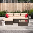 thumbnail image 1 of Patio Furniture Set Clearance, 5 Piece Patio Furniture Sets with Rattan Wicker Chairs, Ottoman, Glass Coffee Table, All-Weather Patio Sectional Sofa Set with Cushions for Backyard Garden Pool, L4948, 1 of 9