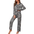thumbnail image 3 of Women Silk Outfits Button Down Satin Pj Set Soft Long Sleeve 2 Piece Sleepwear Loungewear Gray L, 3 of 9