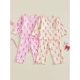 thumbnail image 3 of Loicainy Baby Toddler Girl Christmas Outfit 6 12 18 24 Months 2T 3T 4T 5T Candy Cane Long Sleeve T-shirt and Pants Clothes Set, 3 of 9