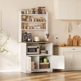 thumbnail image 2 of Spacious Freestanding Bakers Rack Cabinet with Power Outlet – Thickened Countertop, Large Storage, Easy Assembly, Ideal for Dining Room or Kitchen, White & Pear Wood, 2 of 8