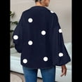 thumbnail image 4 of Blusa Holgada de Larga con Cuello Semiabierto y Lunares Franceses para Mujer Azul Marino XL, 4 of 10