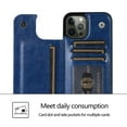 thumbnail image 2 of Wallet Case for iPhone 12 Pro / 12 with Card Holder, Back Folio Flip Premium PU Leather Kickstand Card Slots Case, Double Strong Magnetic Clasp Durable Shockproof Case for iPhone 12 Pro / 12,Darkblue, 2 of 9
