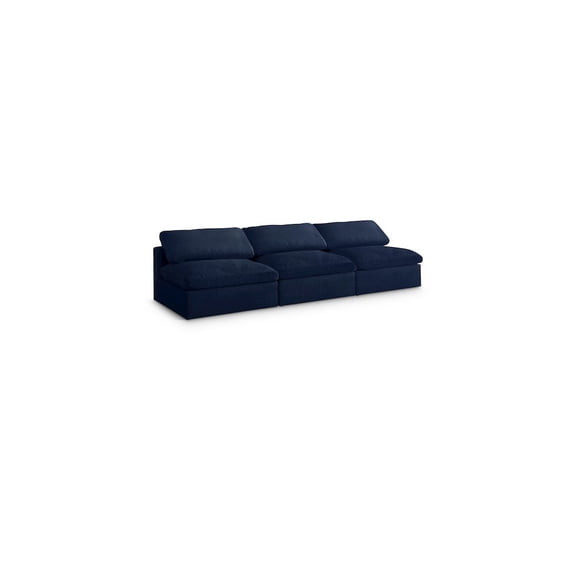Meridian Furniture Serene Deluxe Navy Linen Fabric Modular Armless Sofa