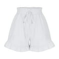 thumbnail image 7 of aidice Cotton Linen Shorts for Women Ruffle Wide Leg Drawstring Elastic Waisted Casual Summer Lightweight Shorts, 7 of 7