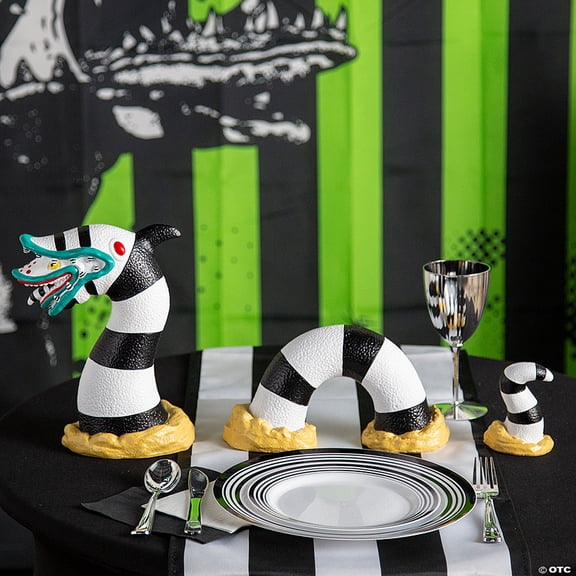 20 3/4" x 10" Black & White Beetlejuice Sandworm Resin Tabletop Decoration