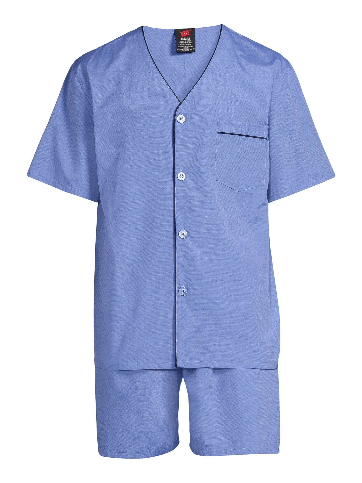 Hanes Men's and Big Men's Short Sleeve Top and Shorts Woven Pajama Set, Sizes S-5XL