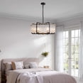 thumbnail image 4 of HOOMEDELIER 6-Light Modern Water Ripple Glass Black Electric Luxury Round Drum Crystal Chandelier, 4 of 18