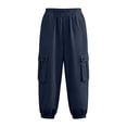 thumbnail image 5 of LNWUY Linen Joggers for Women Loose Drawstring High Waisted Cargo Pants with Pockets Casual Summer Comfy Hiking Pants Blue XL, 5 of 5