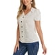 thumbnail image 4 of Blusa vintage de los años 50 para mujer con botones y mangas cortas de lunares XS blanca, 4 of 6