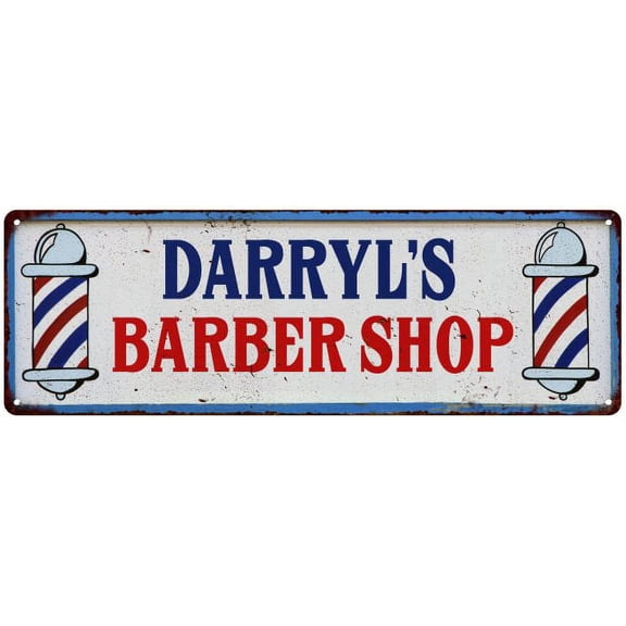 DARRYL'S Barber Shop Hair Salon Gift Metal Sign Retro 6x18 206180031113