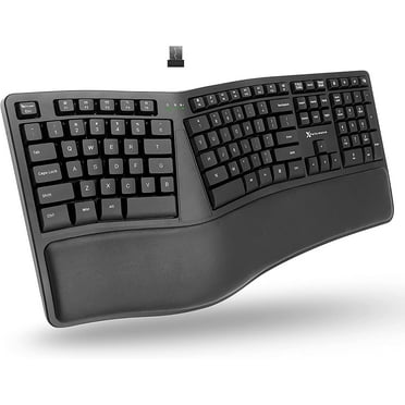 X9 Wireless Ergonomic Keyboard - Prioritizing Your Comfort - Full-Size Rechargeable 2.4G Ergonomic Wireless Keyboard with Wrist Rest - 110-Key Split Ergo Computer Keyboard for PC | Chrome