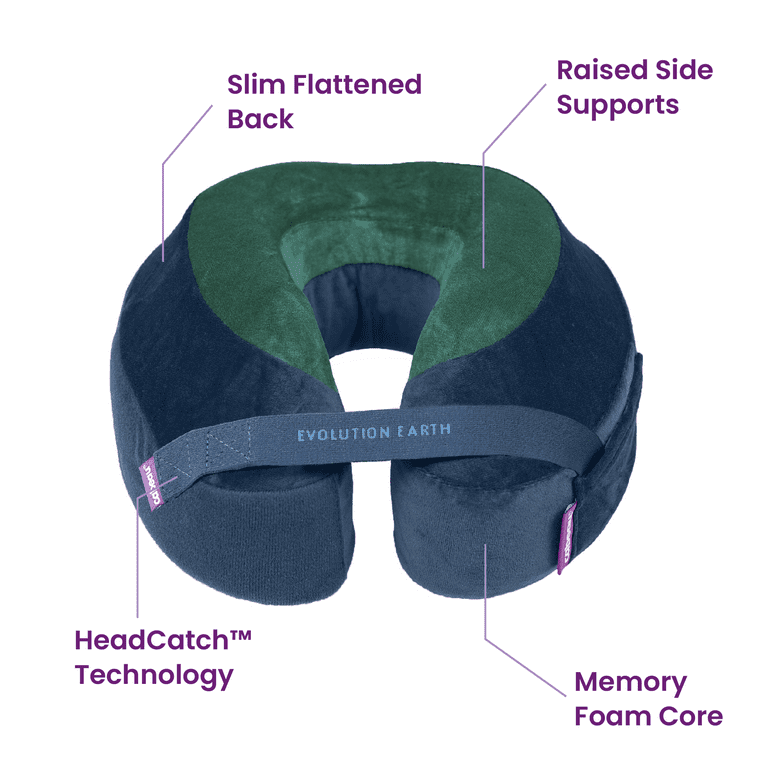 Cabeau Evolution Earth Memory Foam Travel Neck Pillow One Size Dark Blue Green